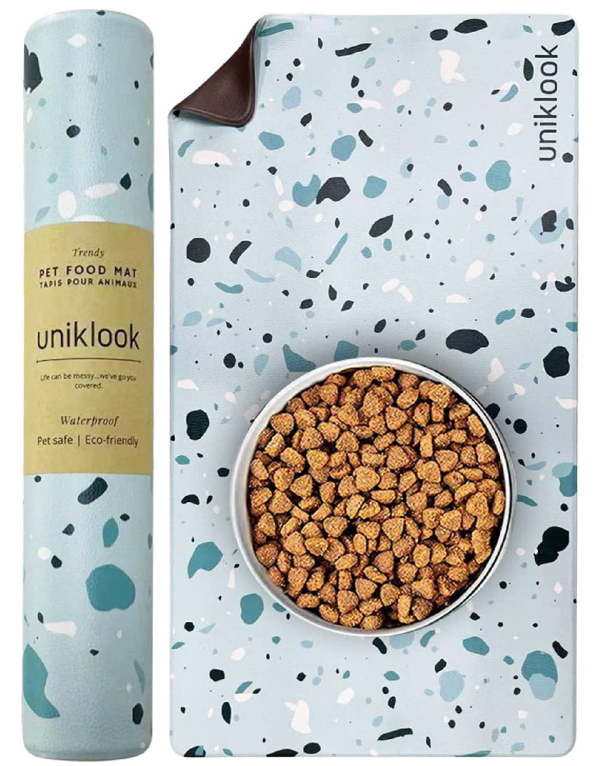 Tapis pour bols d&#39;eau et nourriture pour animaux Uniklook - La niche&amp;moi