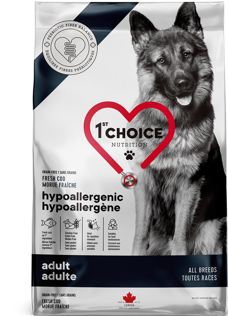 1st Choice Nourriture Pour Chien, Toutes Races, Hypoallergène - Morue Sans Grains - La niche&amp;moi