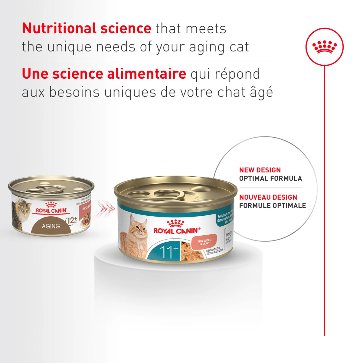 Royal Canin ÂGÉ 11+ fines tranches en sauce - Emballage de 12 boîtes, 85 g, (3 oz) - La niche&amp;moi