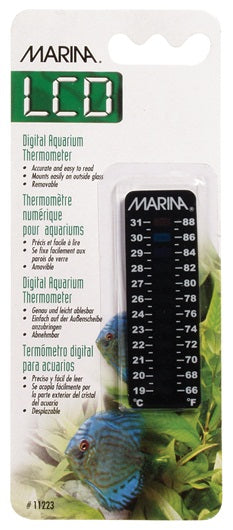 Marina LCD Aquarium Thermometer - Centigrade - Fahrenheit - 19 to 31° C (66 to 88° F)