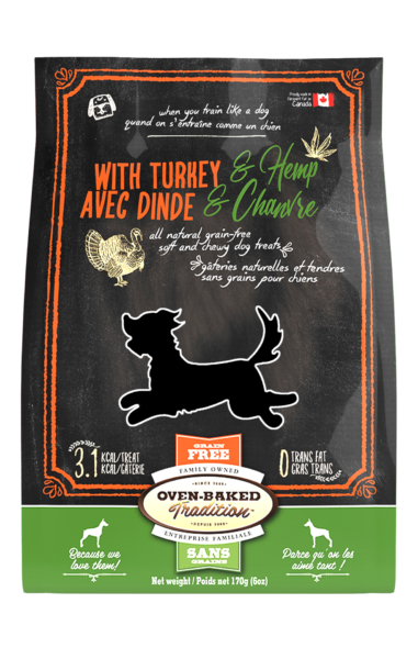 Gâteries Naturelles et Tendre Sans Grains pour Chiens Oven-Baked Tradition – Dinde &amp; Chanvre 170 g (6 oz) - La niche&amp;moi