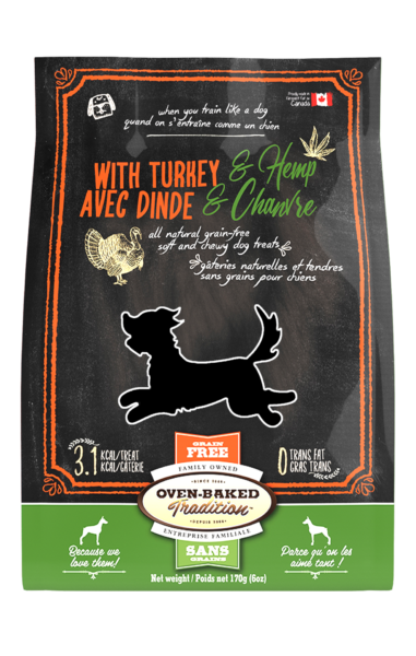 Natural and Tender Grain Free Dog Treats Oven-Baked - Turkey & Hemp 170 g (6 oz.)