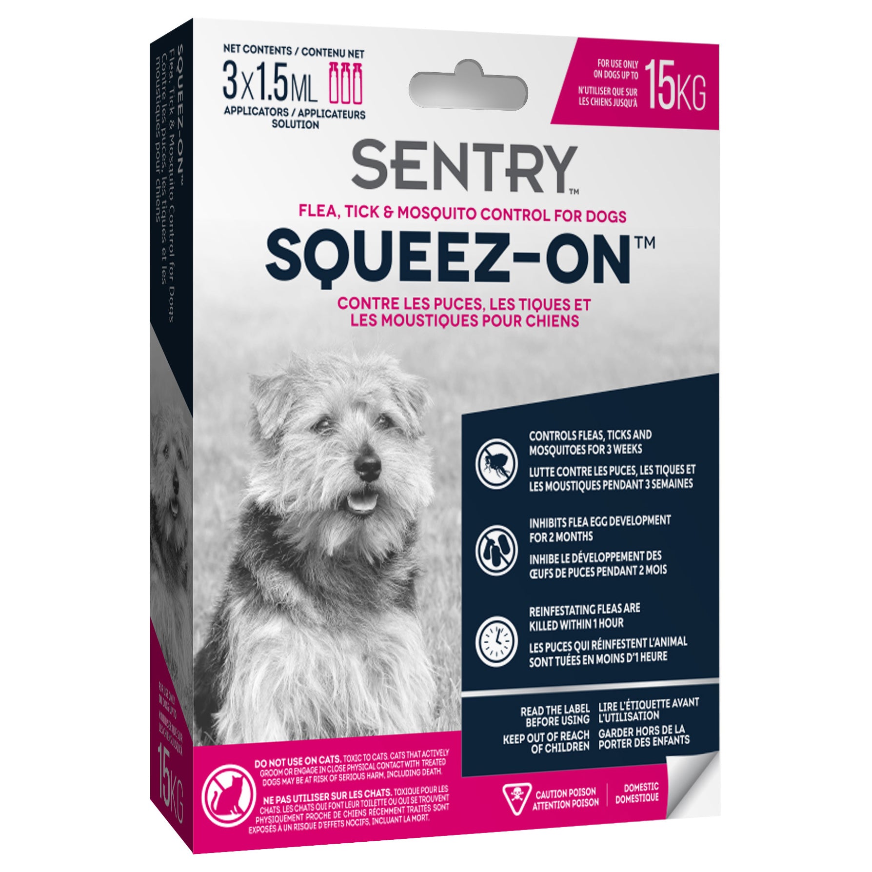 Tube à presser Sentry Sergeant’s pour l’élimination des puces, des tiques et des moustiques sur les chiens pesant moins de 15 kg