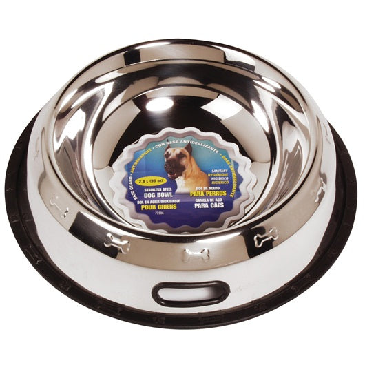 Bol antidérapant Dogit en acier inoxydable, très très grand, 2,8 L (96 oz liq.) - La niche&moi