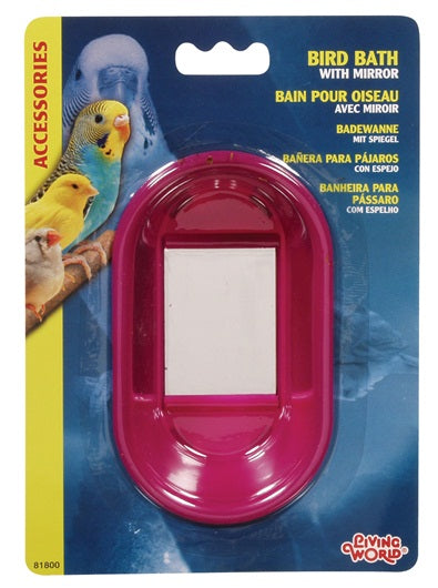 Baignoire avec miroir Living World pour oiseaux, ovale - La niche&moi