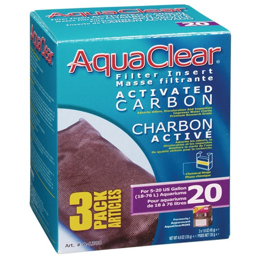 AquaClear 20 Activated Carbon Filter Insert - 135 g (4.8 oz) - 3 pack