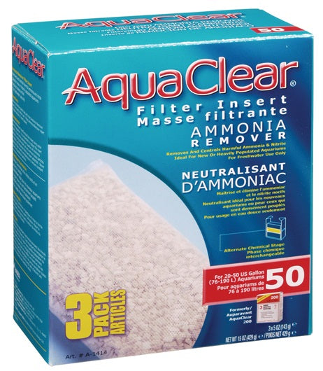 Neutralisant d’ammoniaque pour filtre AquaClear 50/200, 429 g (15 oz), paquet de 3 - La niche&amp;moi