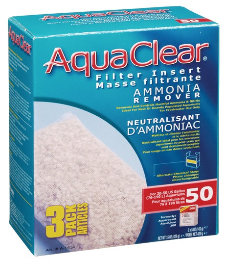 Neutralisant d’ammoniaque pour filtre AquaClear 50/200, 429 g (15 oz), paquet de 3