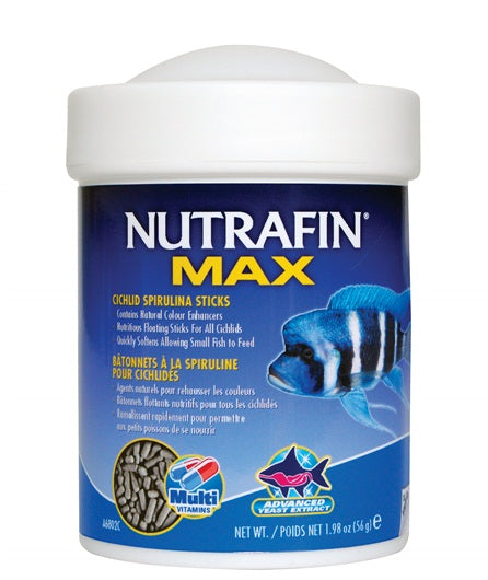 Bâtonnets Nutrafin Max à la spiruline pour cichlidés - La niche&amp;moi