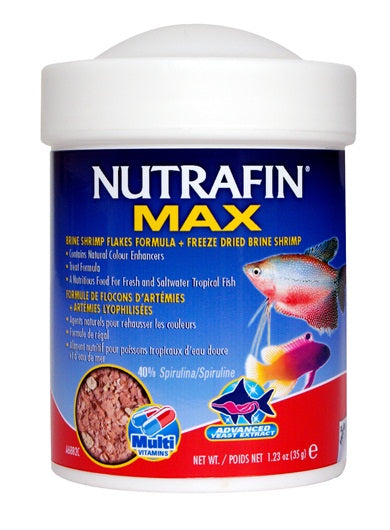 Flocons Nutrafin Max avec artémies lyophilisées pour poissons tropicaux d’eau douce, 35 g (1,23 oz)