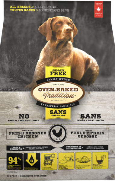 Oven-Baked Tradition NOURRITURE SANS GRAINS POUR CHIEN TOUTES ÉTAPES DE VIE TOUTES RACES – POULET 2.27KG - La niche&moi