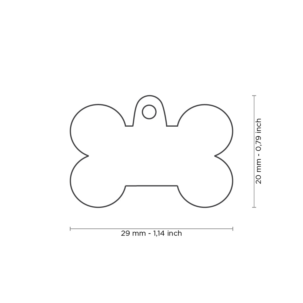 Médaille Os Noir en Aluminium Petit (inscription sur 2 côtés) - La niche&amp;moi