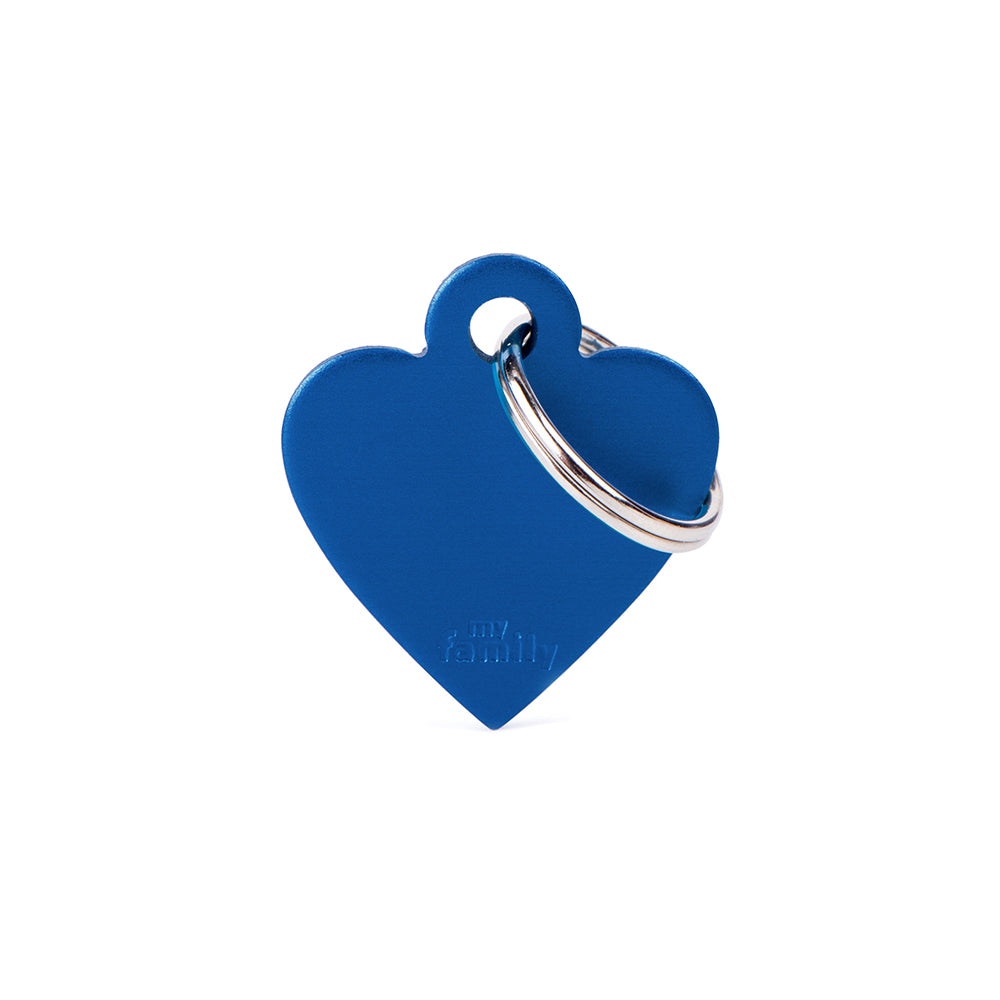 Médaille Coeur en Aluminium Bleu Petit (inscription sur 2 côtés)