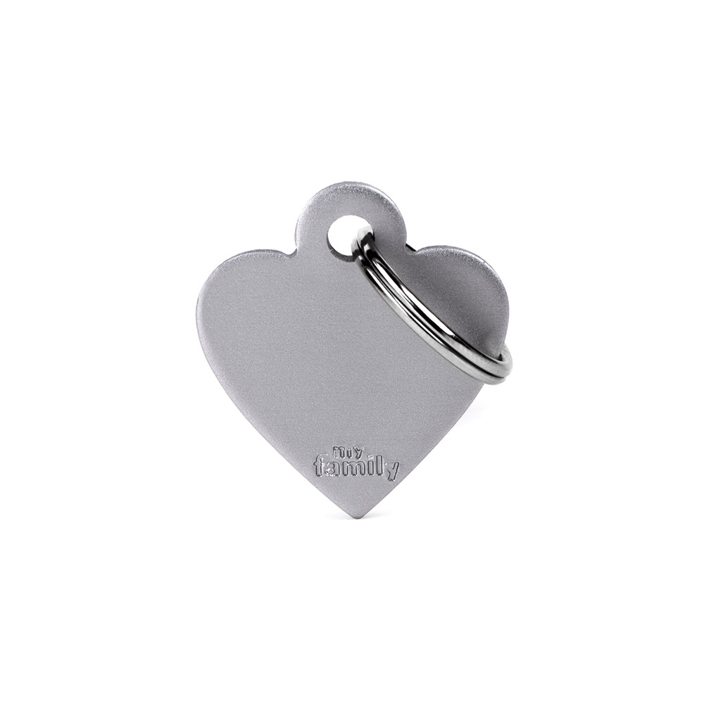 ID Tag Grey Aluminum Heart Small (inscription on both sides)