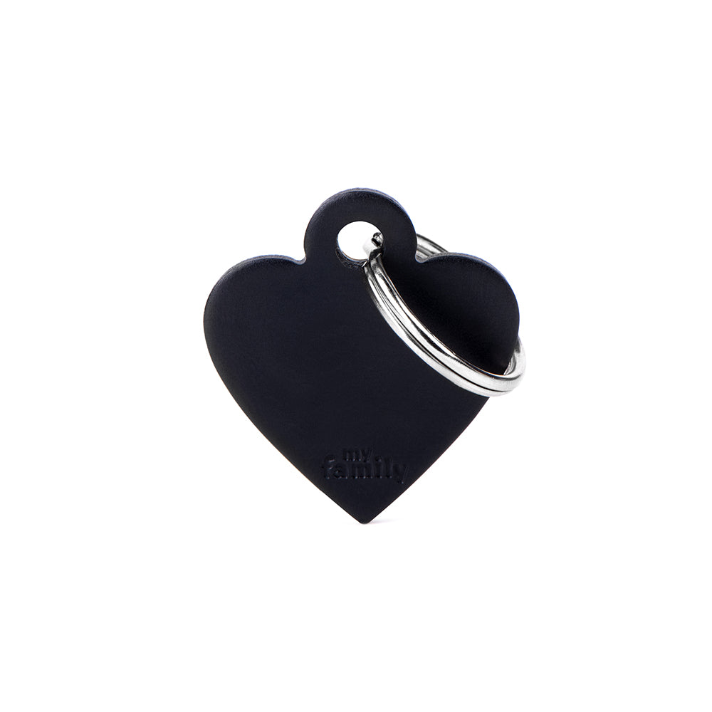 ID Tag Aluminum Black Heart Small (inscription on both sides)