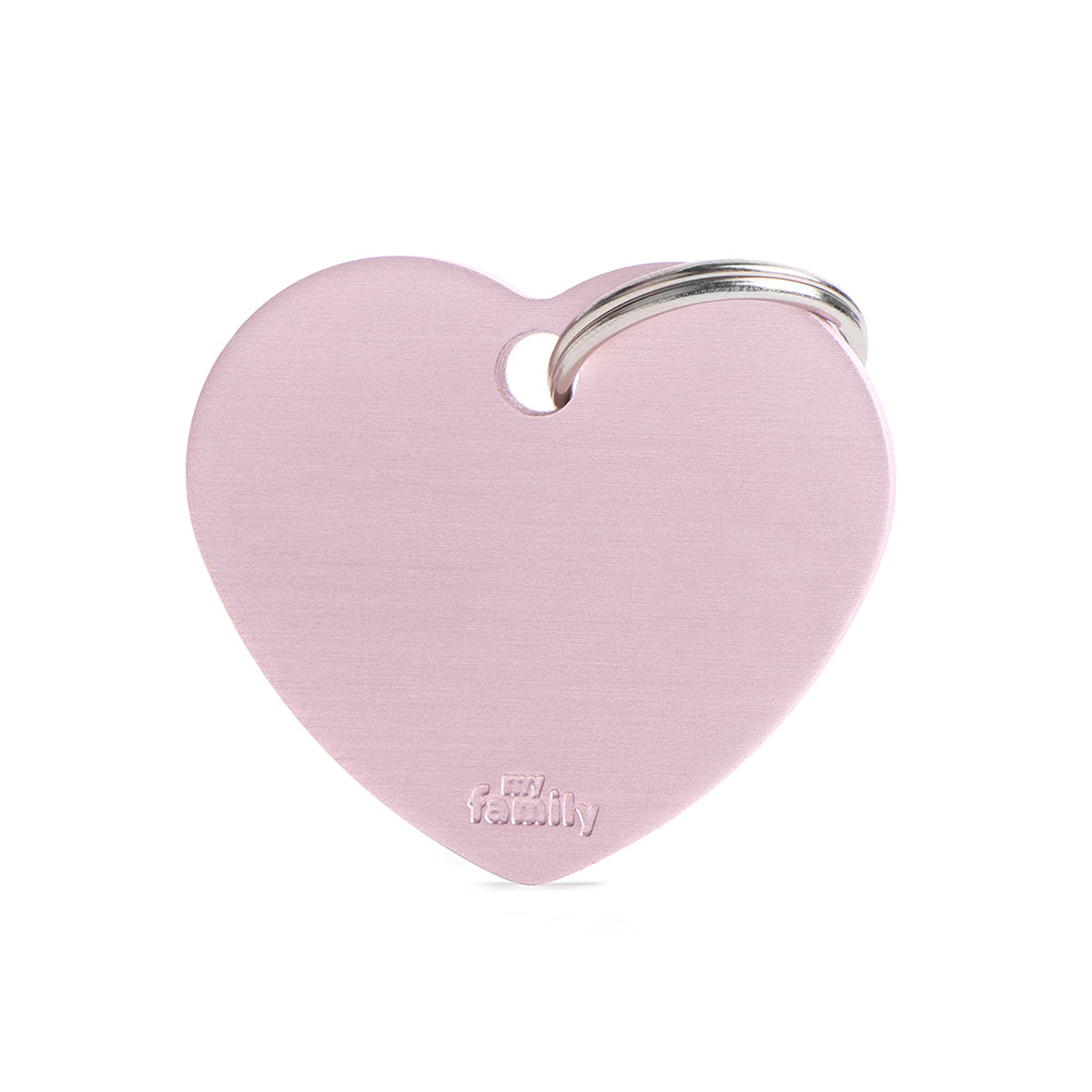 ID Tag Pink Aluminum Heart Large (inscription on both sides)