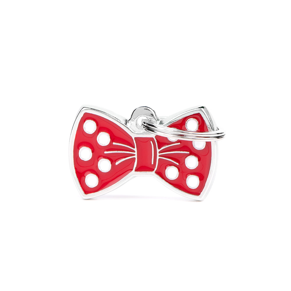 Médaille Bow Tie Rouge (inscription sur 1 côté seulement) - La niche&moi