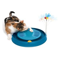 Circuit 3 en 1 avec balle, bandes de massage et herbe à chat Catit Play, bleu, 36 cm (14 po) - La niche&amp;moi