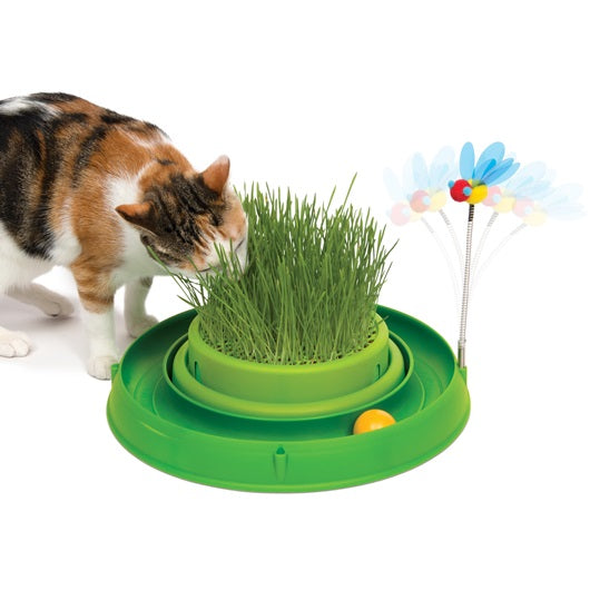 Circuit 3 en 1 avec balle et jardinière d’herbe Catit Play, vert, 36 cm (14 po) - La niche&amp;moi