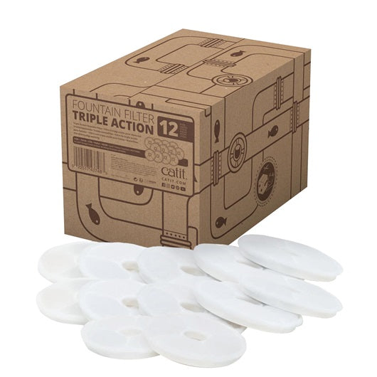 Catit Triple Action Fountain Filter - 12 pack