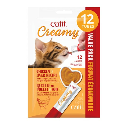 Régals crémeux Catit Creamy, Poulet et foie, paquet de 12 - La niche&moi