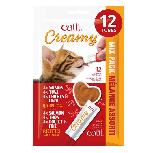 Catit Creamy Lickable Cat Treat - Assorted Multipack - 12 pack