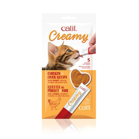 Régals crémeux Catit Creamy, Poulet et foie, paquet de 5 - La niche&moi