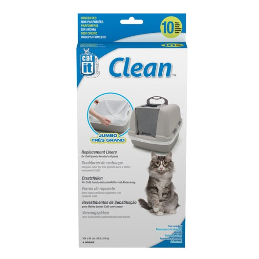 Doublures Clean Catit pour très grands bacs à litière recouverts Catit, non parfumées, paquet de 10 - La niche&amp;moi