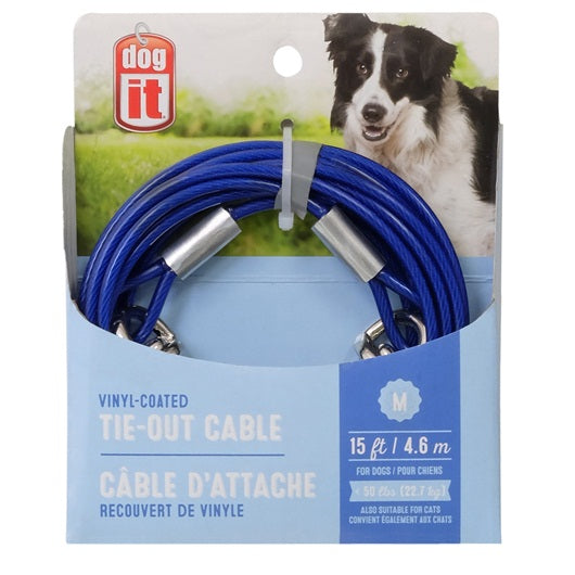 Câble d’attache Dogit pour chiens de taille moyenne, bleu, 4,6 m (15 pi) - La niche&amp;moi