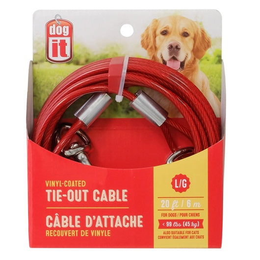 Câble d’attache Dogit pour chiens de grande taille, rouge - La niche&amp;moi