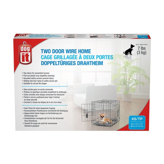 Cage grillagée Dogit à 2 portes avec grille de séparation *Grandeur Variée* - La niche&amp;moi