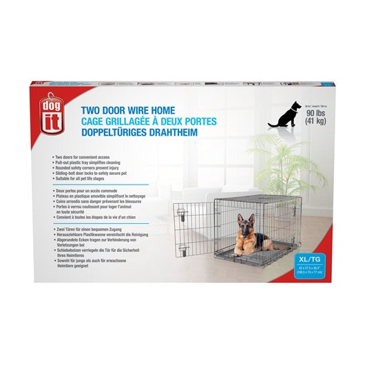 Cage grillagée Dogit à 2 portes avec grille de séparation *Grandeur Variée* - La niche&amp;moi