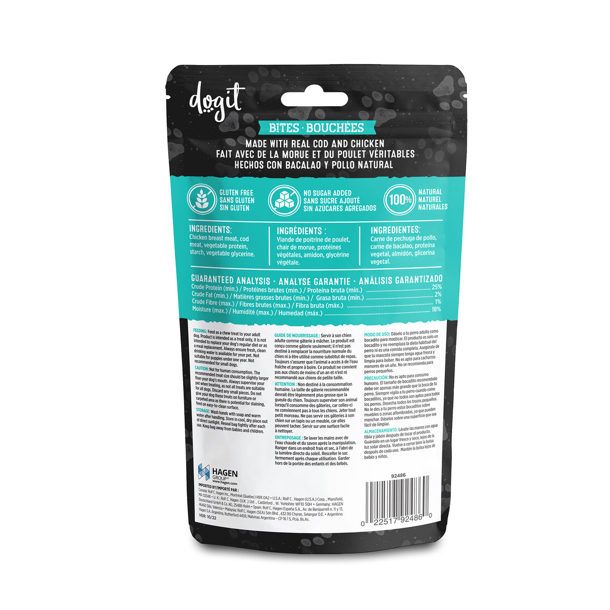 Bouchées de morue et poulet Snack Bar Dogit, 150 g (5,2 oz) - La niche&amp;moi