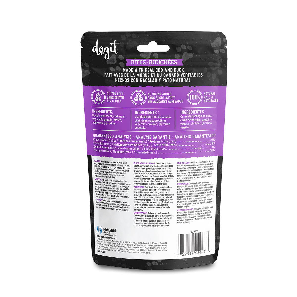 Bouchées de morue et canard Snack Bar Dogit, 150 g (5,2 oz) - La niche&amp;moi