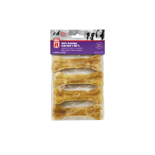 Os pressés Dogit en cuir brut à 100 %, 12,7 cm (5 po), paquet de 4 - La niche&moi