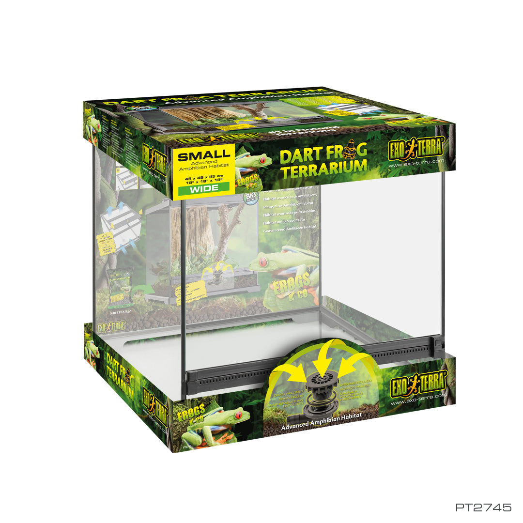 Exo Terra Dart Frog Terrarium - Advanced Amphibian Habitat - Small/Wide - 45 L x 45 W x 45 H cm (18 x 18 x 18 in)