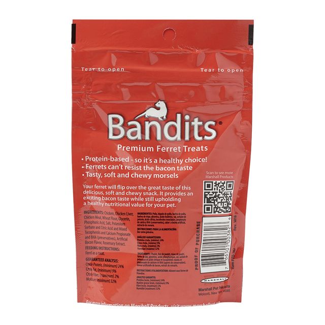 Bandits friandises pour furet au Bacon 3oz (85g) - La niche&amp;moi
