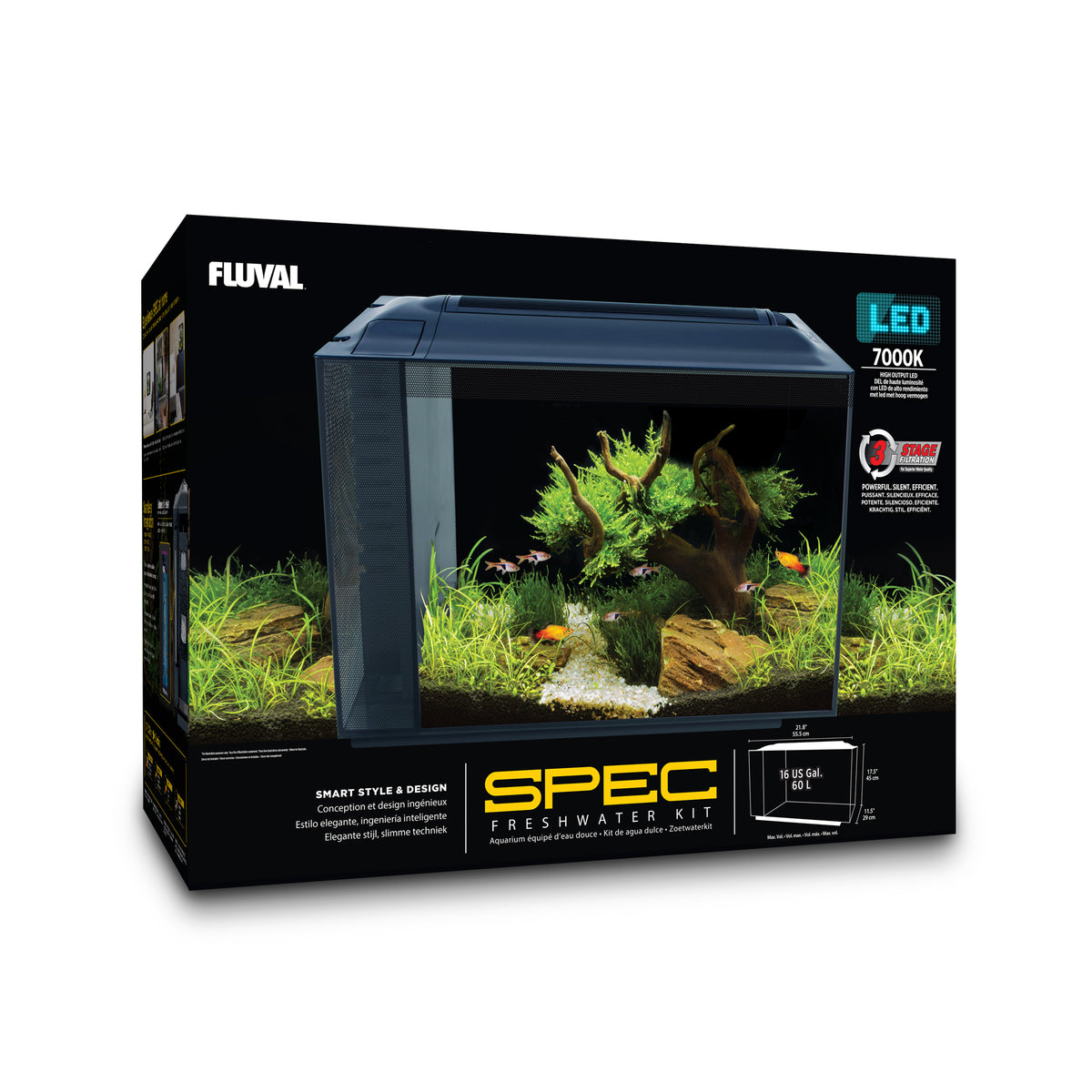Aquarium équipé SPEC Fluval, noir, 60 L (16 gal US) - La niche&amp;moi