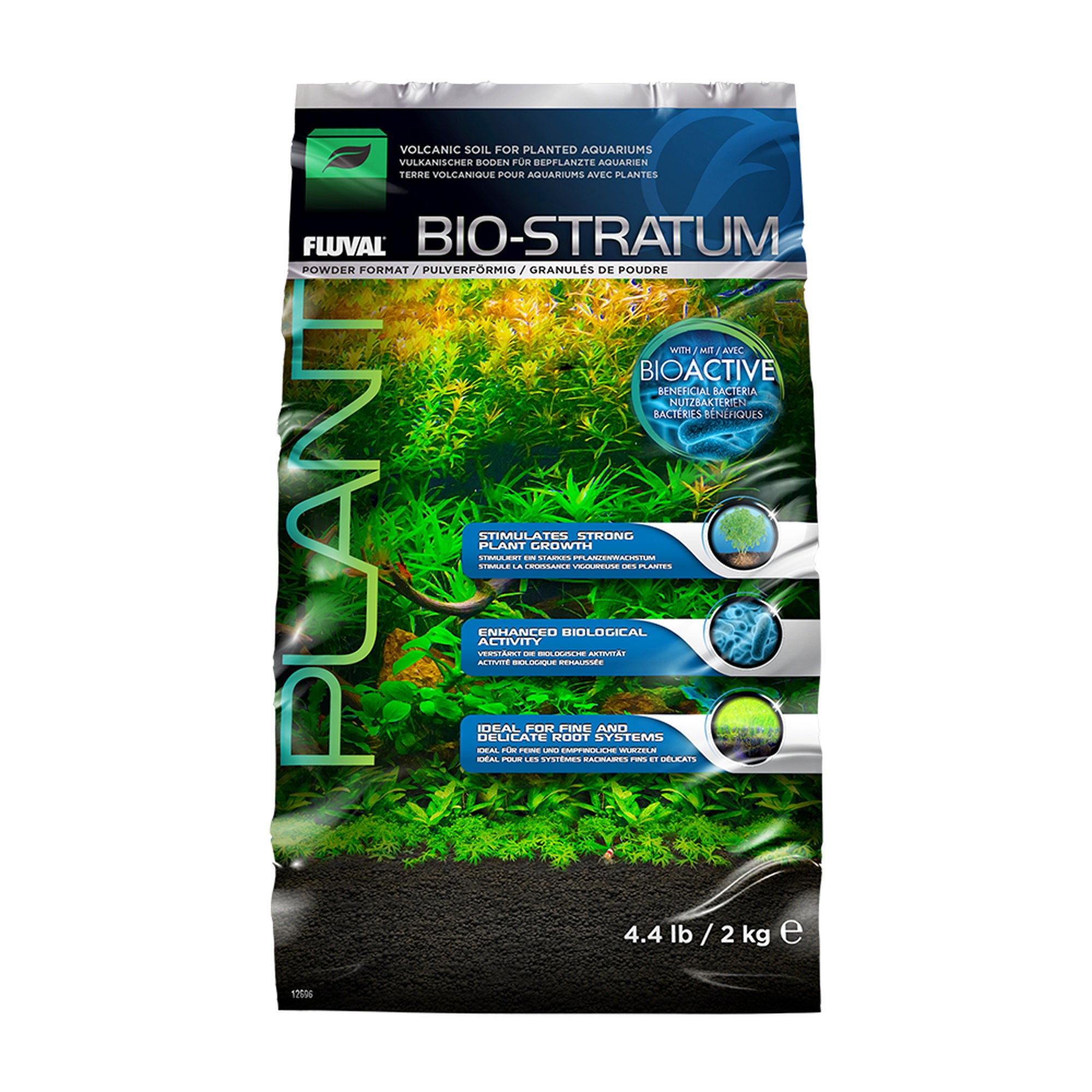 Substrat Bio-Stratum Fluval de terre volcanique pour aquariums, format en poudre