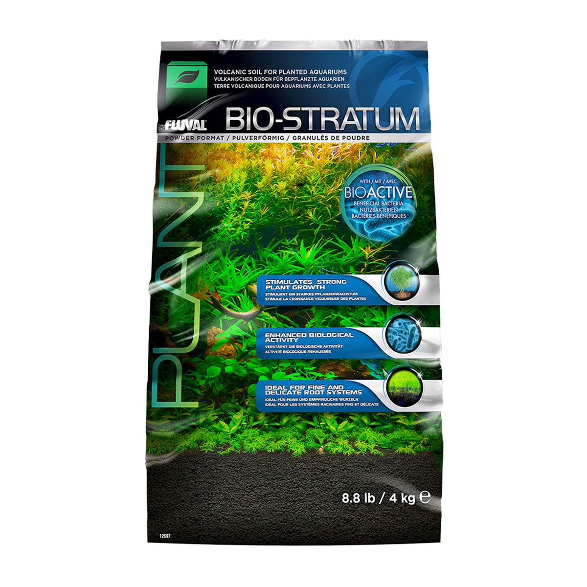 Substrat Bio-Stratum Fluval de terre volcanique pour aquariums, format en poudre - La niche&amp;moi
