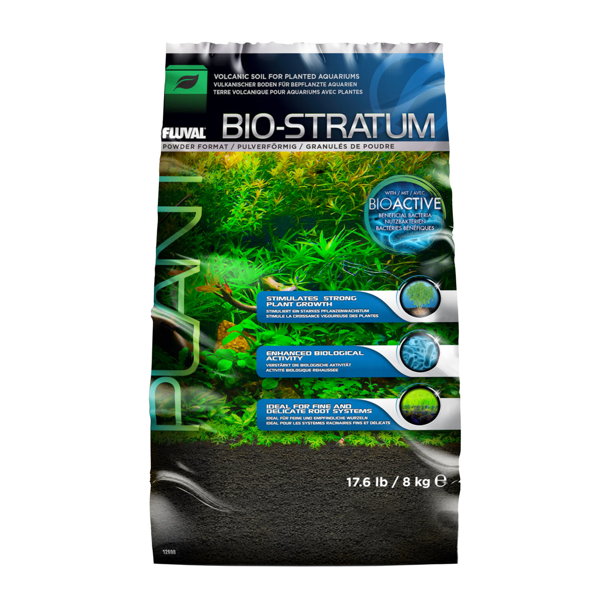 Substrat Bio-Stratum Fluval de terre volcanique pour aquariums, format en poudre - La niche&amp;moi