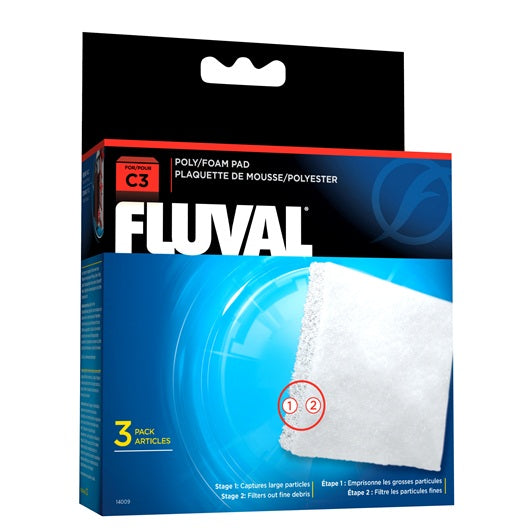 Blocs de polyester/mousse pour filtre à moteur Fluval C3, paquet de 3