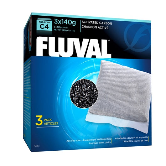 Charbon activé pour filtre à moteur Fluval C4, paquet de 3 - La niche&amp;moi