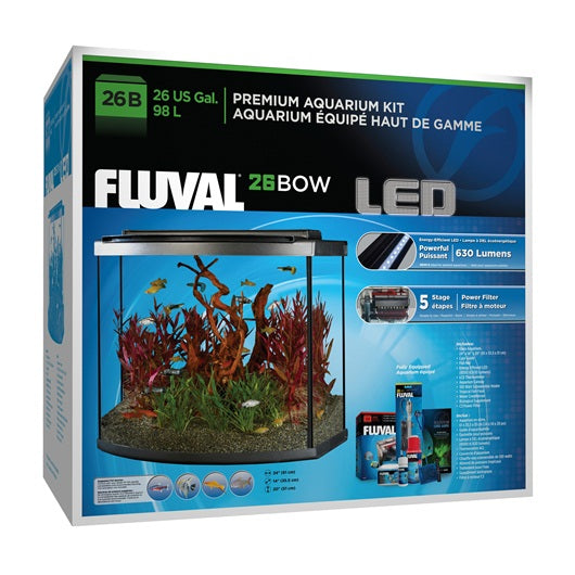 Aquarium équipé haut de gamme 26 Fluval à devant arrondi avec éclairage à DEL, 98 L (26 gal US)   *** Ramassage en Magasin Seulement*** - La niche&moi