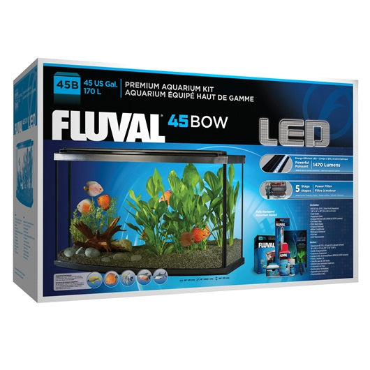Aquarium équipé haut de gamme 45 Fluval à devant arrondi avec éclairage à DEL, 170 L (45 gal US) - La niche&amp;moi