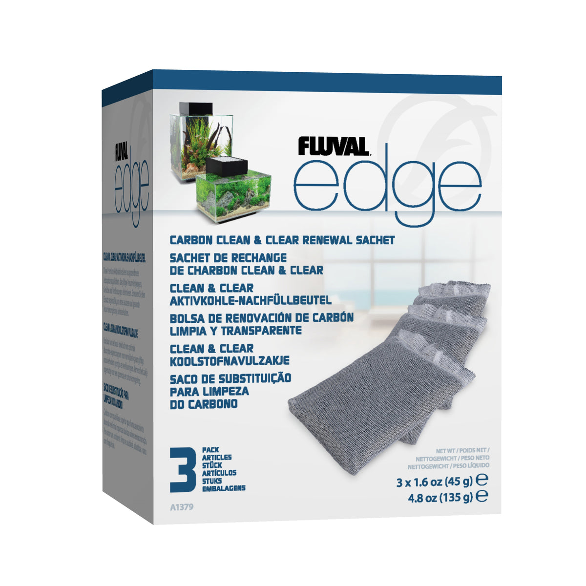 Sachet de charbon de rechange Clean &amp; Clear EDGE Fluval, paquet de 3 - La niche&amp;moi