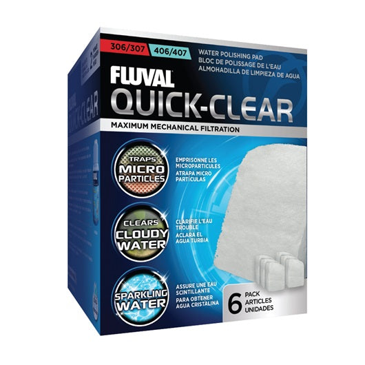 Masses filtrantes Quick Clear pour filtres Fluval 306/406 et 307/407, paquet de 6 - La niche&moi