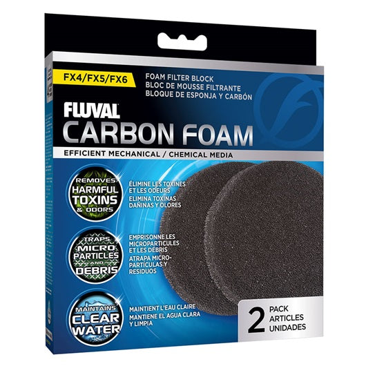 Blocs de mousse de charbon pour filtres Fluval FX4/FX5/FX6, paquet de 2