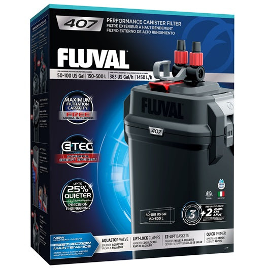Filtre extérieur 407 Fluval à haut rendement, jusqu’à 500 L (100 gal US) - La niche&moi