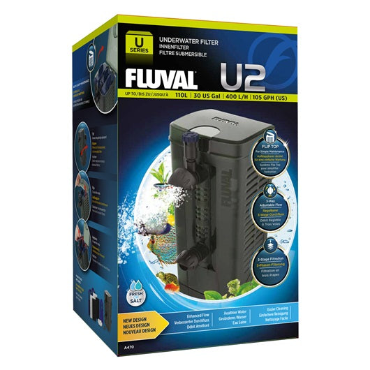 Filtre submersible Fluval U2, pour aquariums contenant de 45 à 110 L (de 12 à 30 gal US)